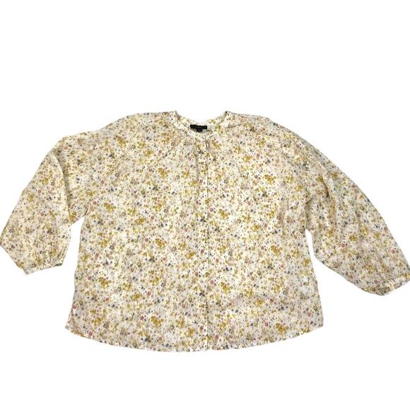 J. CREW Cotton-Voile Button-Front Top Women XL Soft Posies Cottage Fairy Preppy - Picture 5 of 14